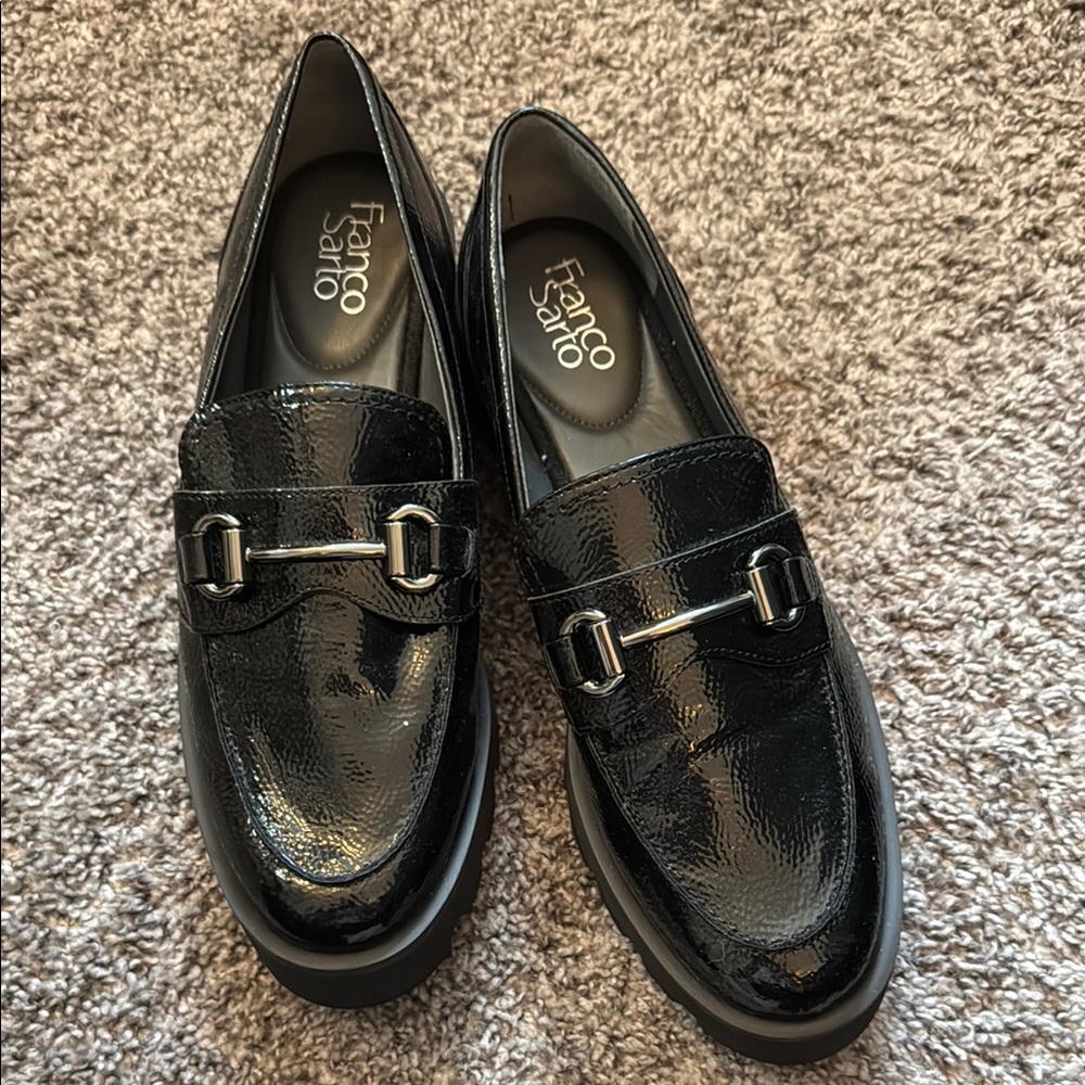 Franco Sarto Glossy Black Loafers